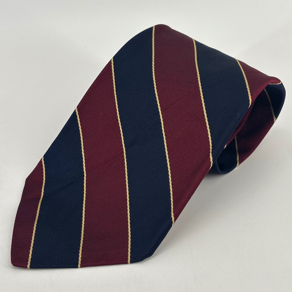 Robert Talbott Tie Mens OS Burgundy Navy Gold Repp Stripe Silk Nordstrom USA